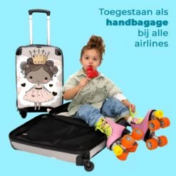 NoBoringSuitcases.com® Kinderkoffer - Trolley Op Wieltjes - Prinses - Hartjes - Kroon - Roze - Meisjes - Koffer Meisje - Past Binnen 55x40x20 Cm En 55x35x25 Cm - Reiskoffer - Fotokoffer -Bagage Kortingen Winkel 1200x1200 1864
