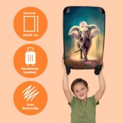 NoBoringSuitcases.com® Koffer - Handbagage Trolley - Olifant - Verf - Bloemen - Portret - Abstract - Reiskoffer Met Wielen - Past Binnen 55x40x20 Cm En 55x35x25 Cm - Koffertje - Fotokoffer -Bagage Kortingen Winkel 1200x1200 1882