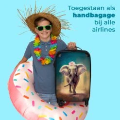 NoBoringSuitcases.com® Koffer - Handbagage Trolley - Olifant - Verf - Bloemen - Portret - Abstract - Reiskoffer Met Wielen - Past Binnen 55x40x20 Cm En 55x35x25 Cm - Koffertje - Fotokoffer -Bagage Kortingen Winkel 1200x1200 1884