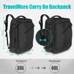 TRVLMORE Reistas - Rugzak - Handbagage Weekendtas - Backpack - Waterafstotend - 40L - Zwart 23 TRVLMORE Reistas - Rugzak - Handbagage Weekendtas - Backpack - Waterafstotend - 40L - Zwart -Bagage Kortingen Winkel 1200x1200 1902