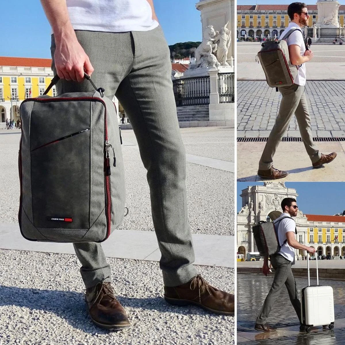 CabinMax Manhatten – Handbagage 20L – Rugzak – Schooltas - 40x20x25 Cm – Compact Reistas – Lichtgewicht – Grijs/Blauw 7 CabinMax Manhatten – Handbagage 20L – Rugzak – Schooltas - 40x20x25 Cm – Compact Reistas – Lichtgewicht – Grijs/Blauw - Afbeelding 5