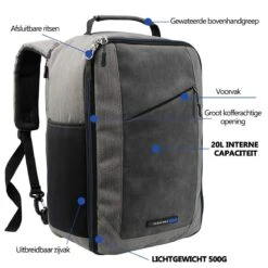 CabinMax Manhatten – Handbagage 20L – Rugzak – Schooltas - 40x20x25 Cm – Compact Reistas – Lichtgewicht – Grijs/Blauw 18 CabinMax Manhatten – Handbagage 20L – Rugzak – Schooltas - 40x20x25 Cm – Compact Reistas – Lichtgewicht – Grijs/Blauw -Bagage Kortingen Winkel 1200x1200 1935