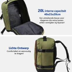 CabinMax Metz Reistas – Handbagage 20L – Rugzak – Schooltas - 40x25x20 Cm – Compact Backpack – Lichtgewicht – Khaki 34 CabinMax Metz Reistas – Handbagage 20L – Rugzak – Schooltas - 40x25x20 Cm – Compact Backpack – Lichtgewicht – Khaki -Bagage Kortingen Winkel 1200x1200 1989