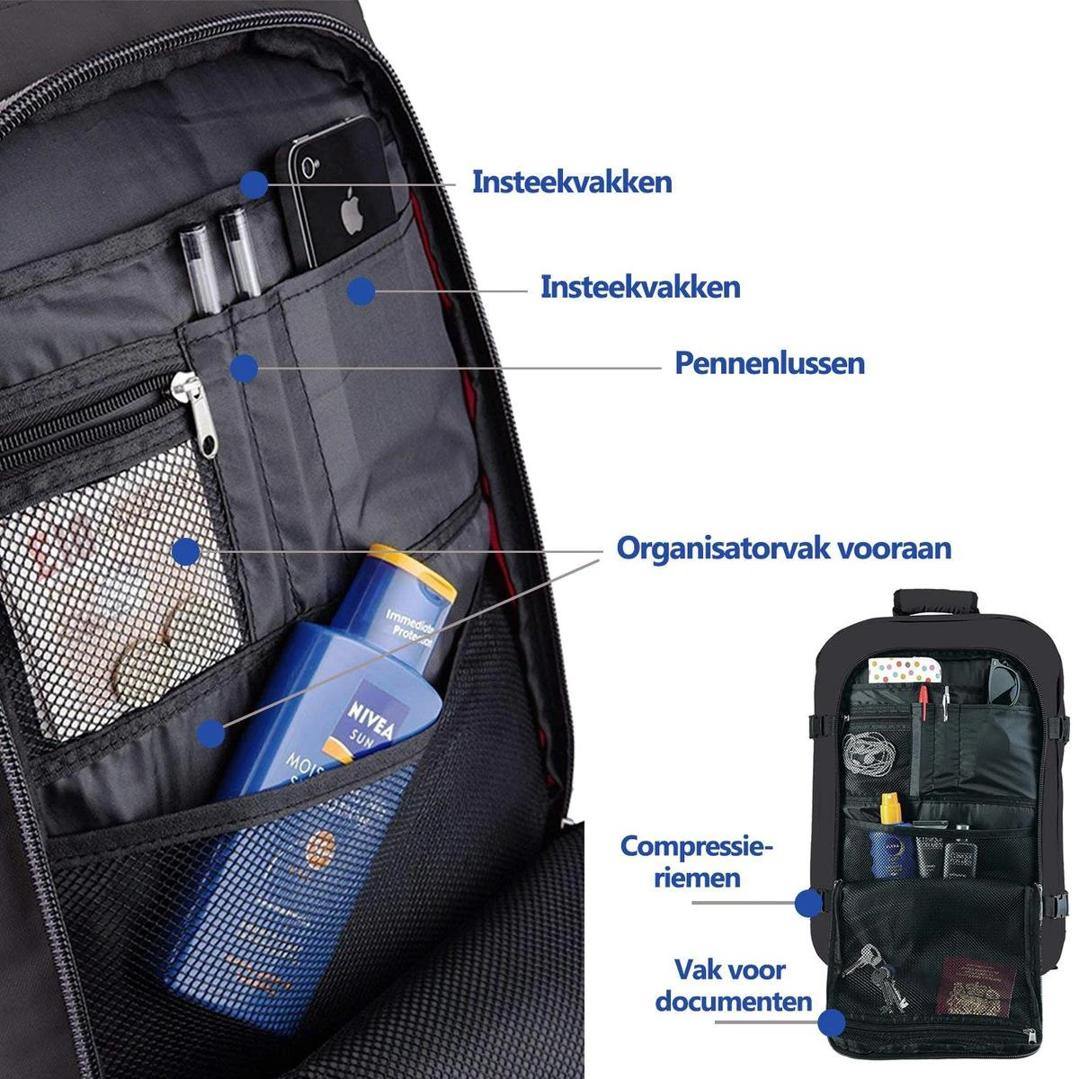 CabinMax Metz Reistas – Handbagage 20L – Rugzak – Schooltas - 40x25x20 Cm – Compact Backpack – Lichtgewicht – Teal 18 CabinMax Metz Reistas – Handbagage 20L – Rugzak – Schooltas - 40x25x20 Cm – Compact Backpack – Lichtgewicht – Teal - Afbeelding 16