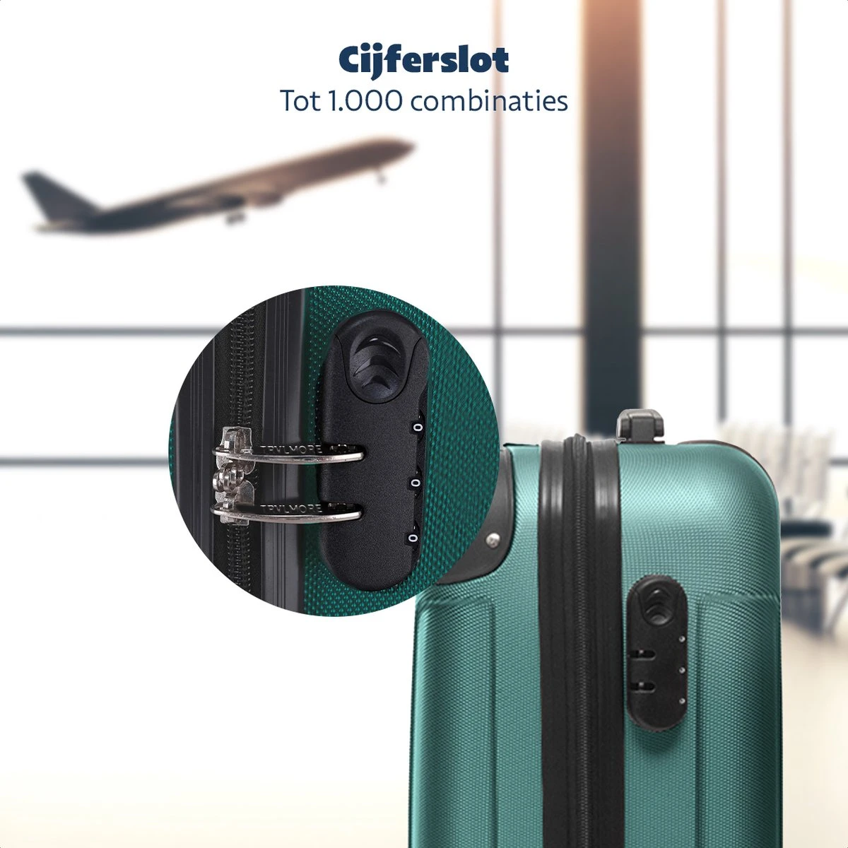TRVLMORE Koffer - Handbagage - 54x36x20cm - 38L - Donkergroen 5 TRVLMORE Koffer - Handbagage - 54x36x20cm - 38L - Donkergroen - Afbeelding 3