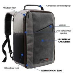 CabinMax Manhatten – Handbagage 20L – Rugzak – Schooltas - 40x20x25 Cm – Compact Reistas – Lichtgewicht – Grijs/Rood -Bagage Kortingen Winkel 1200x1200 2047
