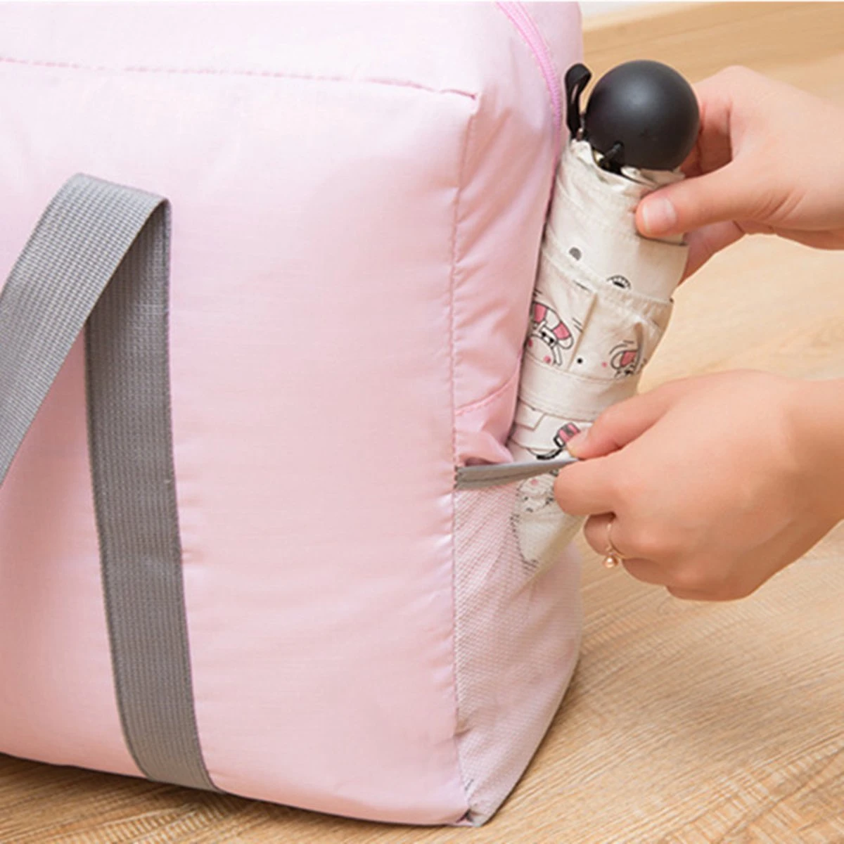 Merkloos TDR-Draagbare Opvouwbare Opbergtas -Handbagage Reistas-Weekendtas- Roze 6 Merkloos TDR-Draagbare Opvouwbare Opbergtas -Handbagage Reistas-Weekendtas- Roze - Afbeelding 4