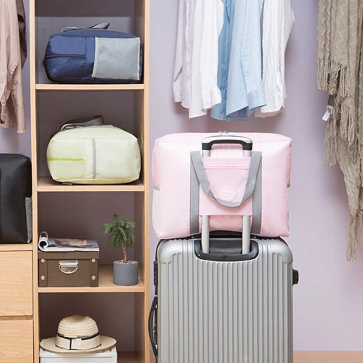 Merkloos TDR-Draagbare Opvouwbare Opbergtas -Handbagage Reistas-Weekendtas- Roze 7 Merkloos TDR-Draagbare Opvouwbare Opbergtas -Handbagage Reistas-Weekendtas- Roze - Afbeelding 5