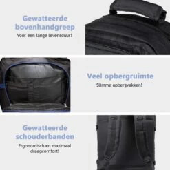 CabinMax Metz Reistas– Handbagage 44L- Rugzak – Schooltas - Backpack 55x40x20cm – Lichtgewicht - Zwart (MZ BK) 14 CabinMax Metz Reistas– Handbagage 44L- Rugzak – Schooltas - Backpack 55x40x20cm – Lichtgewicht - Zwart (MZ BK) -Bagage Kortingen Winkel 1200x1200 2195