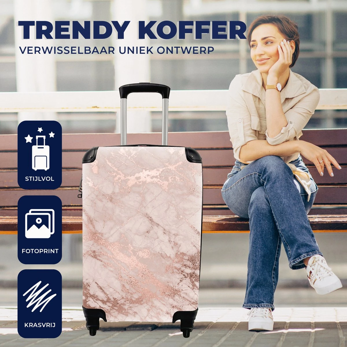 MuchoWow® Koffer - Marmer - Roze - Luxe - Marmerlook - Glitter - Design - Past Binnen 55x40x20 Cm En 55x35x25 Cm - Handbagage - Trolley - Fotokoffer - Cabin Size - Print 12 MuchoWow® Koffer - Marmer - Roze - Luxe - Marmerlook - Glitter - Design - Past Binnen 55x40x20 Cm En 55x35x25 Cm - Handbagage - Trolley - Fotokoffer - Cabin Size - Print - Afbeelding 10