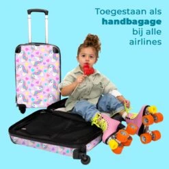NoBoringSuitcases.com® Koffer - Eenhoorn - Meisje - Patroon - Hartje - Past Binnen 55x40x20 Cm En 55x35x25 Cm - Handbagage - Trolley - Fotokoffer - Cabin Size - Print -Bagage Kortingen Winkel 1200x1200 301