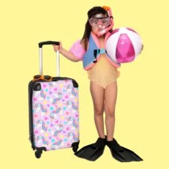 NoBoringSuitcases.com® Koffer - Eenhoorn - Meisje - Patroon - Hartje - Past Binnen 55x40x20 Cm En 55x35x25 Cm - Handbagage - Trolley - Fotokoffer - Cabin Size - Print -Bagage Kortingen Winkel 1200x1200 302