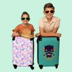 NoBoringSuitcases.com® Koffer - Eenhoorn - Meisje - Patroon - Hartje - Past Binnen 55x40x20 Cm En 55x35x25 Cm - Handbagage - Trolley - Fotokoffer - Cabin Size - Print -Bagage Kortingen Winkel 1200x1200 303