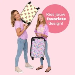 NoBoringSuitcases.com® Koffer - Eenhoorn - Meisje - Patroon - Hartje - Past Binnen 55x40x20 Cm En 55x35x25 Cm - Handbagage - Trolley - Fotokoffer - Cabin Size - Print -Bagage Kortingen Winkel 1200x1200 304