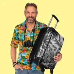 NoBoringSuitcases.com® Koffer - Jungle - Palmboom - Vintage - Zwart Wit - Past Binnen 55x40x20 Cm En 55x35x25 Cm - Handbagage - Trolley - Fotokoffer - Cabin Size - Print -Bagage Kortingen Winkel 1200x1200 450