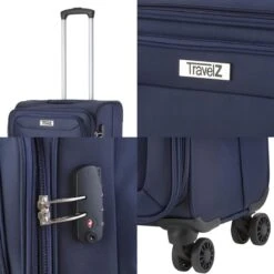 TravelZ Softspinner TSA Handbagagekoffer 55cm - Zachte Reiskoffer Dubbele Wielen – Blauw -Bagage Kortingen Winkel 1200x1200 598