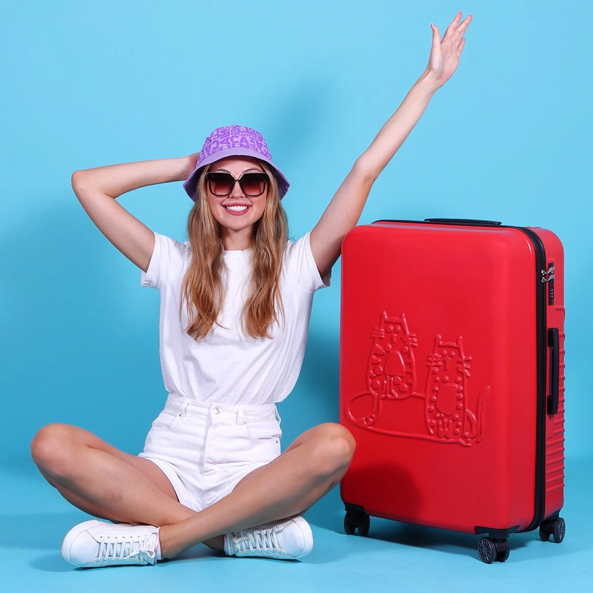 Biggdesign Cats Koffer Bagage - Ruimbagage Koffer - Rood - Medium 11 Biggdesign Cats Koffer Bagage - Ruimbagage Koffer - Rood - Medium - Afbeelding 9