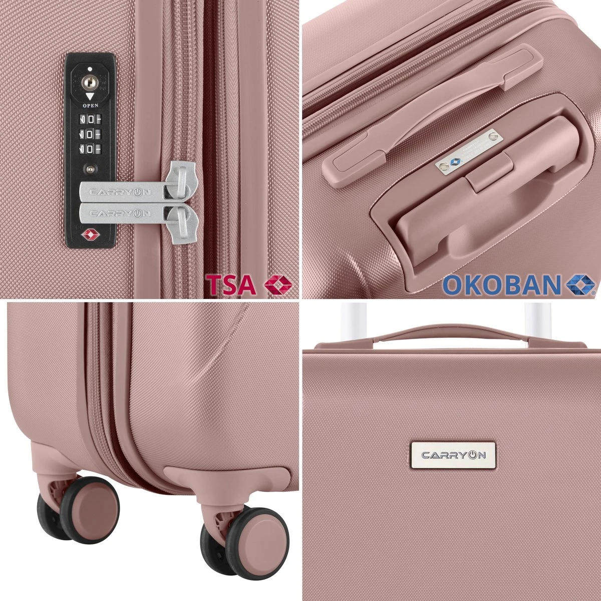 CarryOn Skyhopper Handbagage Koffer 55cm – TSA Trolley - Old Pink 8 CarryOn Skyhopper Handbagage Koffer 55cm – TSA Trolley - Old Pink - Afbeelding 6