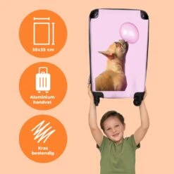 NoBoringSuitcases.com® Kinderkoffer - Hond - Dieren - Kauwgom - Roze - Kinderen - Trolley Kinderen - Past Binnen 55x40x20 Cm En 55x35x25 Cm - Reiskoffer Met Wielen - Koffertje -Bagage Kortingen Winkel 1200x1200 816