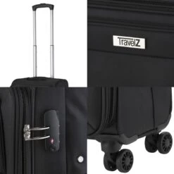 TravelZ Softspinner TSA Handbagagekoffer 55cm - Zachte Reiskoffer Dubbele Wielen – Zwart -Bagage Kortingen Winkel 1200x1200 824