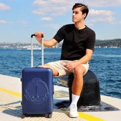 Handbagage Koffer 22"- Reiskoffer Met Wielen - Handbagage Trolley -Harde Reiskoffer- Trolley Met Gevoerde Binnekant- Marineblauw -Bagage Kortingen Winkel 1200x1200 879