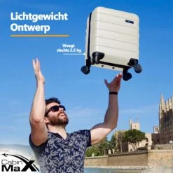 CabinMax Handbagage Koffer - Trolley 30L - Harde Reiskoffer - 45x36x20cm - Lichtgewicht - Groot Capaciteit - Wit -Bagage Kortingen Winkel 1200x1200 933