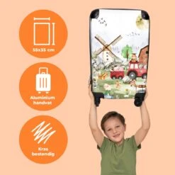 NoBoringSuitcases.com® Koffer - Boerderij - Dieren - Trekker - Jongens - Past Binnen 55x40x20 Cm En 55x35x25 Cm - Handbagage - Trolley - Fotokoffer - Cabin Size - Print -Bagage Kortingen Winkel 1200x1200 984