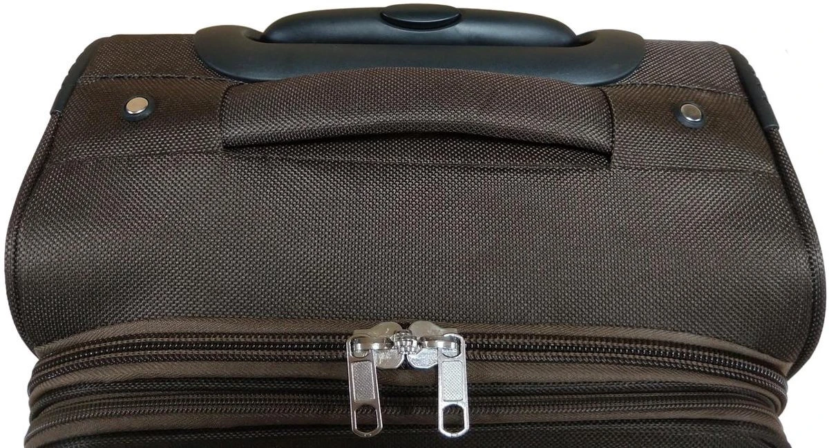 Stoffen Handbagage Koffer 51cm 4 Wielen Trolley - Bruin 9 Stoffen Handbagage Koffer 51cm 4 Wielen Trolley - Bruin - Afbeelding 7