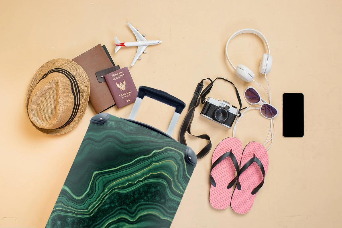 MuchoWow® Koffer - Marmer - Groen - Lijn - Past Binnen 55x40x20 Cm En 55x35x25 Cm - Handbagage - Trolley - Fotokoffer - Cabin Size - Print 6 MuchoWow® Koffer - Marmer - Groen - Lijn - Past Binnen 55x40x20 Cm En 55x35x25 Cm - Handbagage - Trolley - Fotokoffer - Cabin Size - Print - Afbeelding 4