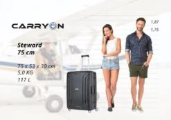CarryOn Steward TSA Reiskoffer - 75cm Trolley Met Kliksloten - Dubbele Wielen - Zwart -Bagage Kortingen Winkel 1200x847 2