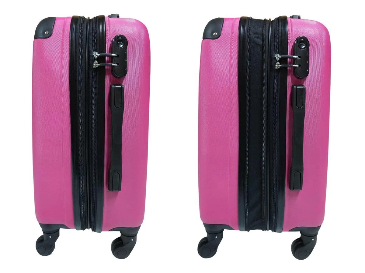SB Travelbags 'Expandable' Handbagage Koffer 53cm 4 Wielen Trolley - Roze 4 SB Travelbags 'Expandable' Handbagage Koffer 53cm 4 Wielen Trolley - Roze - Afbeelding 2