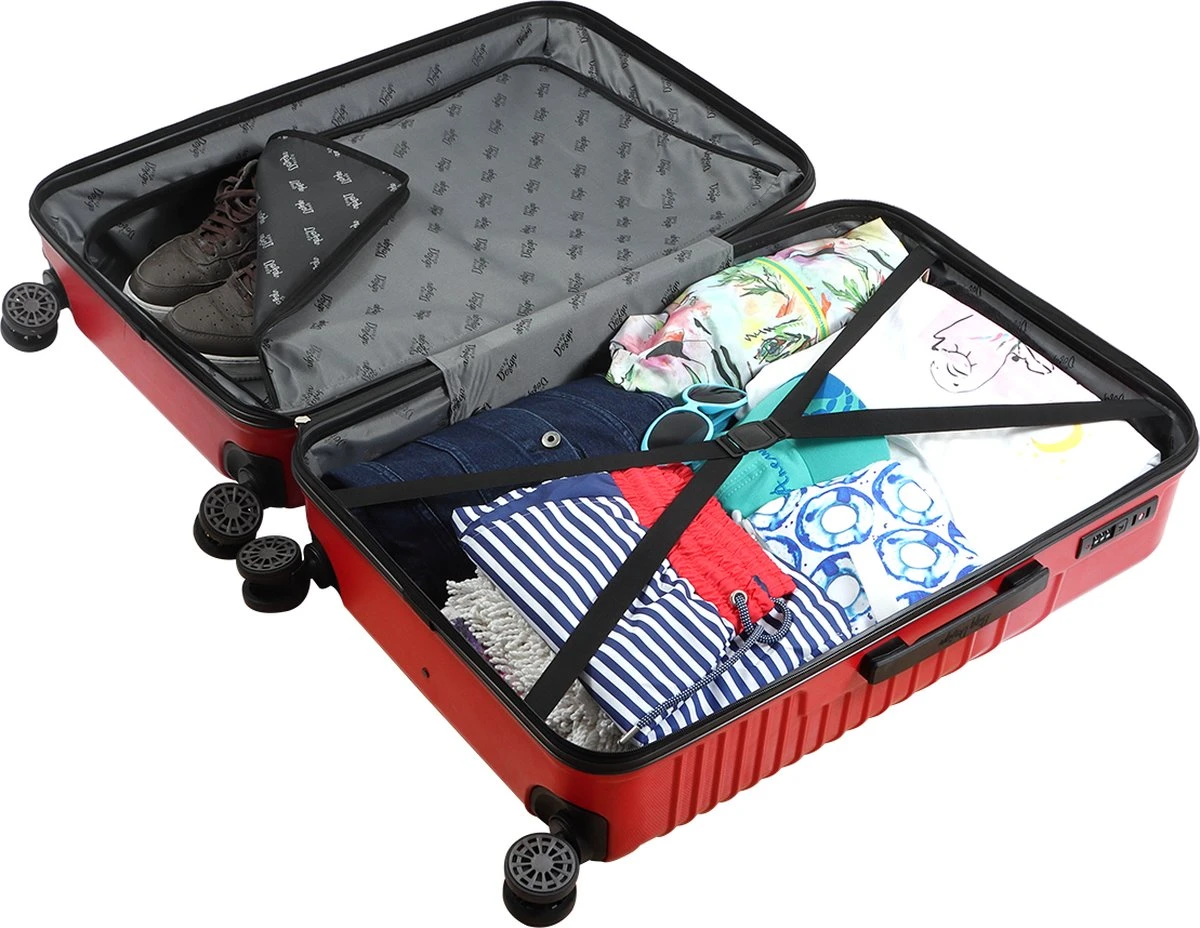 Biggdesign Cats Koffer Bagage - Ruimbagage Koffer - Rood - Medium 6 Biggdesign Cats Koffer Bagage - Ruimbagage Koffer - Rood - Medium - Afbeelding 4