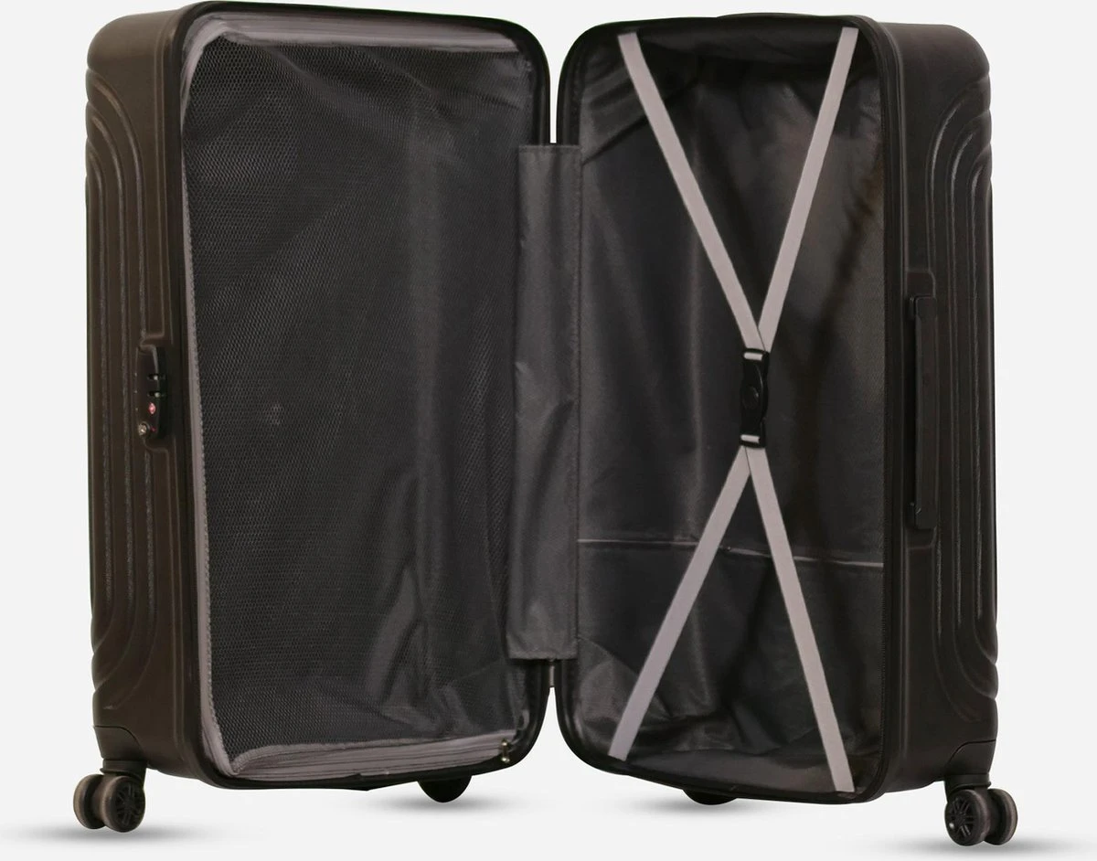 ©TROLLEYZ - Florence No.7 - Reiskoffer 78cm Met TSA Slot - Dubbele Wielen - 360° Spinners - 100% ABS - Reiskoffer In Night Black 6 ©TROLLEYZ - Florence No.7 - Reiskoffer 78cm Met TSA Slot - Dubbele Wielen - 360° Spinners - 100% ABS - Reiskoffer In Night Black - Afbeelding 4