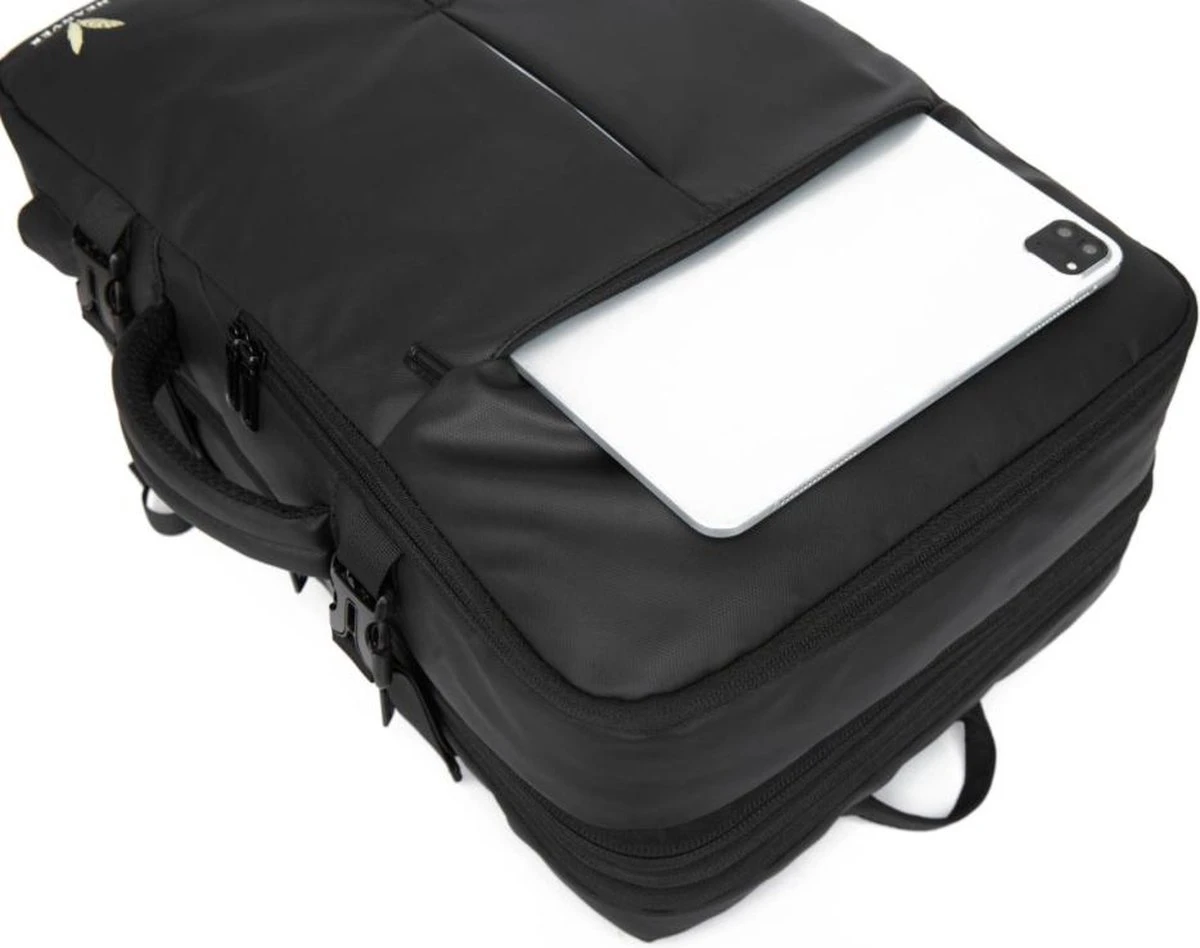 HEANVER Travel Elite - Reistas Handbagage - Weekendtas - 17inch Laptop Rugzak - Backpack Waterafstotend - 30L / 60 Liter Tas - Zwart / Antraciet 11 HEANVER Travel Elite - Reistas Handbagage - Weekendtas - 17inch Laptop Rugzak - Backpack Waterafstotend - 30L / 60 Liter Tas - Zwart / Antraciet - Afbeelding 9