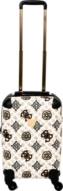 Guess House Party 18 In 4 Wheeler Dames Reiskoffer - Cream Multi Logo -Bagage Kortingen Winkel 399x1200