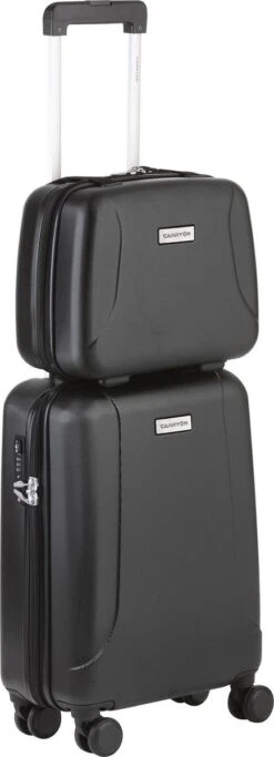 CarryOn Skyhopper Handbagage En Beautycase - 55cm TSA Trolley En Make-up Koffer - Zwart