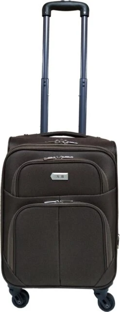 Stoffen Handbagage Koffer 51cm 4 Wielen Trolley - Bruin
