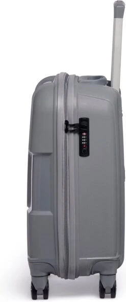 ©TROLLEYZ - Venice No.10 - Trolley - 55cm Met TSA Slot - Dubbele Wielen - 360° Spinners - 100% Polypropyleen - Handbagage Koffer In Silver Stone -Bagage Kortingen Winkel 502x1200