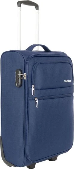 Travelbags Handbagage Zachte Koffer / Trolley / Reiskoffer - The Base - 55 Cm - Blauw -Bagage Kortingen Winkel 526x1200 3