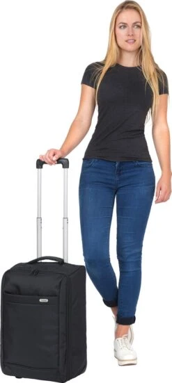 TravelZ Handbagage 51cm - Handbagagekoffer Opvouwbaar - Ultralicht 1,7kg Met 2 Wiel - Zwart -Bagage Kortingen Winkel 538x1200 1