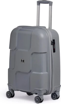 ©TROLLEYZ - Venice No.10 - Trolley - 55cm Met TSA Slot - Dubbele Wielen - 360° Spinners - 100% Polypropyleen - Handbagage Koffer In Silver Stone -Bagage Kortingen Winkel 708x1200