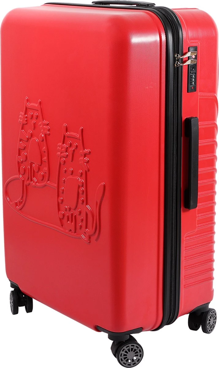 Biggdesign Cats Koffer Bagage - Ruimbagage Koffer - Rood - Medium 9 Biggdesign Cats Koffer Bagage - Ruimbagage Koffer - Rood - Medium - Afbeelding 7
