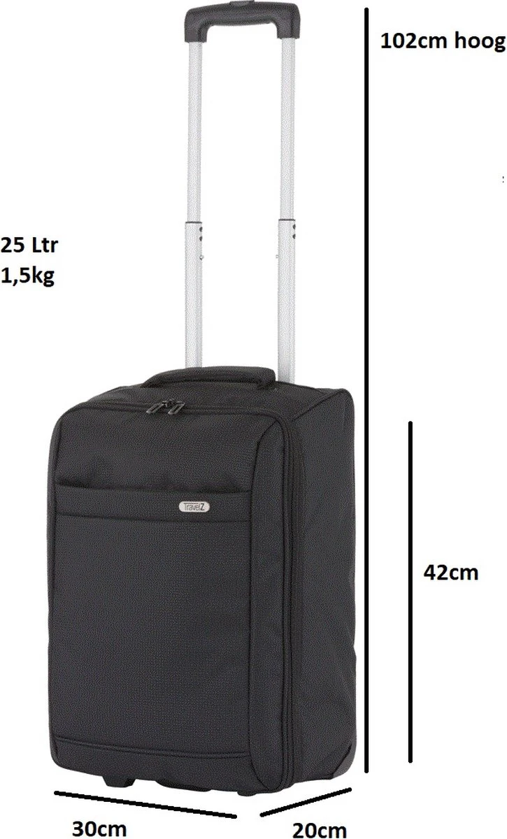 TravelZ Handbagage 42cm Underseat - Handbagagekoffer Opvouwbaar 1,5kg - Ultralicht - 2 Wiel - Zwart 4 TravelZ Handbagage 42cm Underseat - Handbagagekoffer Opvouwbaar 1,5kg - Ultralicht - 2 Wiel - Zwart - Afbeelding 2
