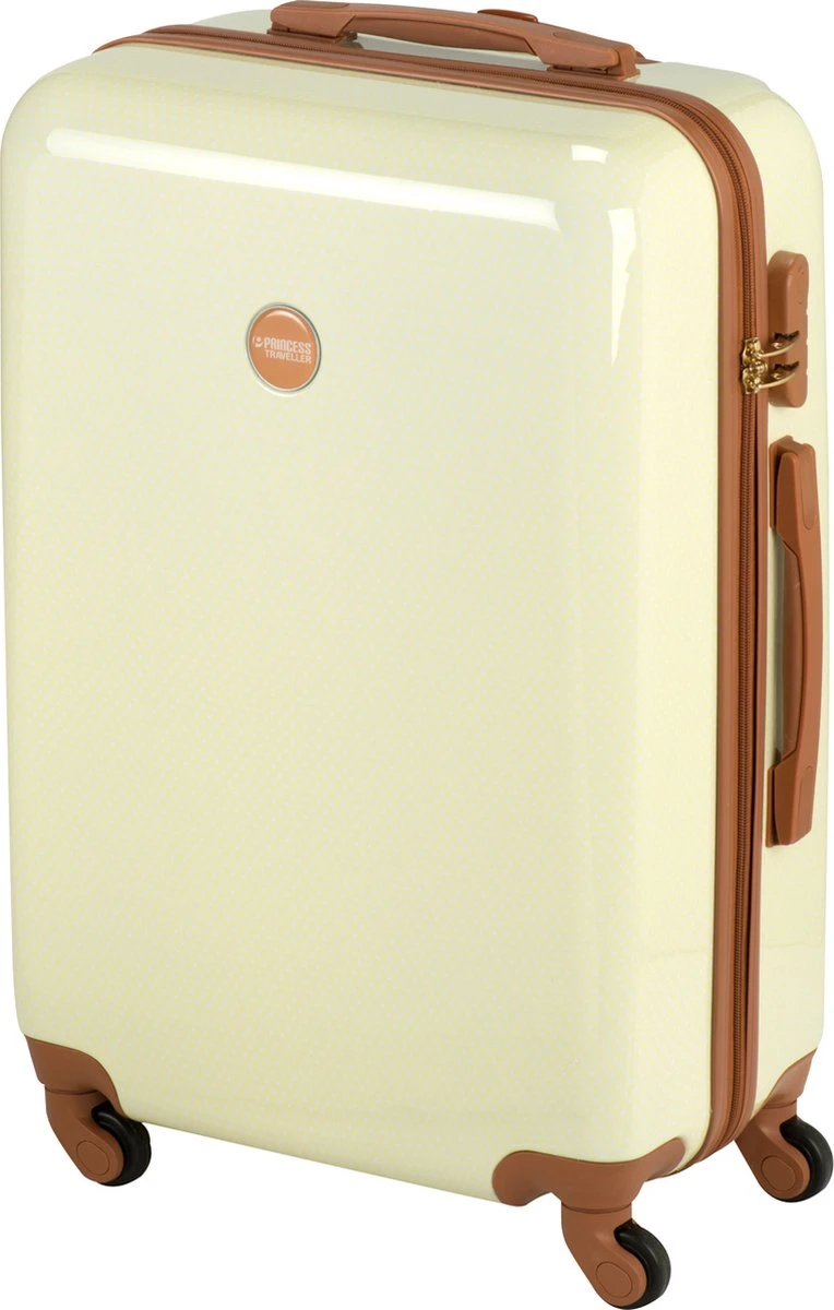 Princess Traveller Trendy Dots - Reiskoffer - Crème - M - 66cm 4 Princess Traveller Trendy Dots - Reiskoffer - Crème - M - 66cm - Afbeelding 2