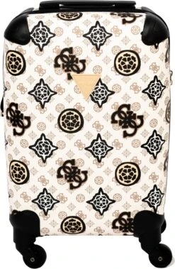 Guess House Party 18 In 4 Wheeler Dames Reiskoffer - Cream Multi Logo -Bagage Kortingen Winkel 782x1200 2