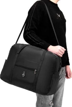 MISWAN Opvouwbare Reistas 45 X 36 X 20 EasyJet Travel Bag Maximale Grootte Holdall Cabine Bagage Onder Seat Flight Bag Met Trolleybevestiging Duffeltas Weekendtas Heren Dames Carry On Luggage Zwart -Bagage Kortingen Winkel 803x1200 21