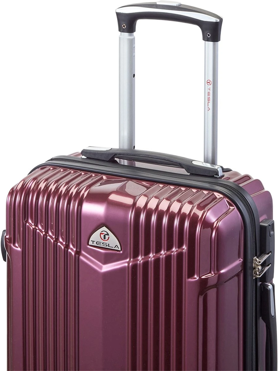 Tesla PC - Handbagage Koffer - 55x35x20 Cm - 4 Wielen - Rood 6 Tesla PC - Handbagage Koffer - 55x35x20 Cm - 4 Wielen - Rood - Afbeelding 4