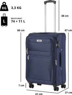 Travelz Softspinner TSA Reiskoffer 67cm - Zachte Reiskoffer Met Expander - Blauw -Bagage Kortingen Winkel 914x1200 4
