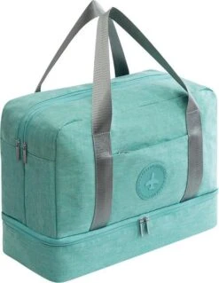 Merkloos Handbagage Reistas – Waterdicht Vak – Vak Voor Schoenen – Vak Voor Overige Spullen – Blauw