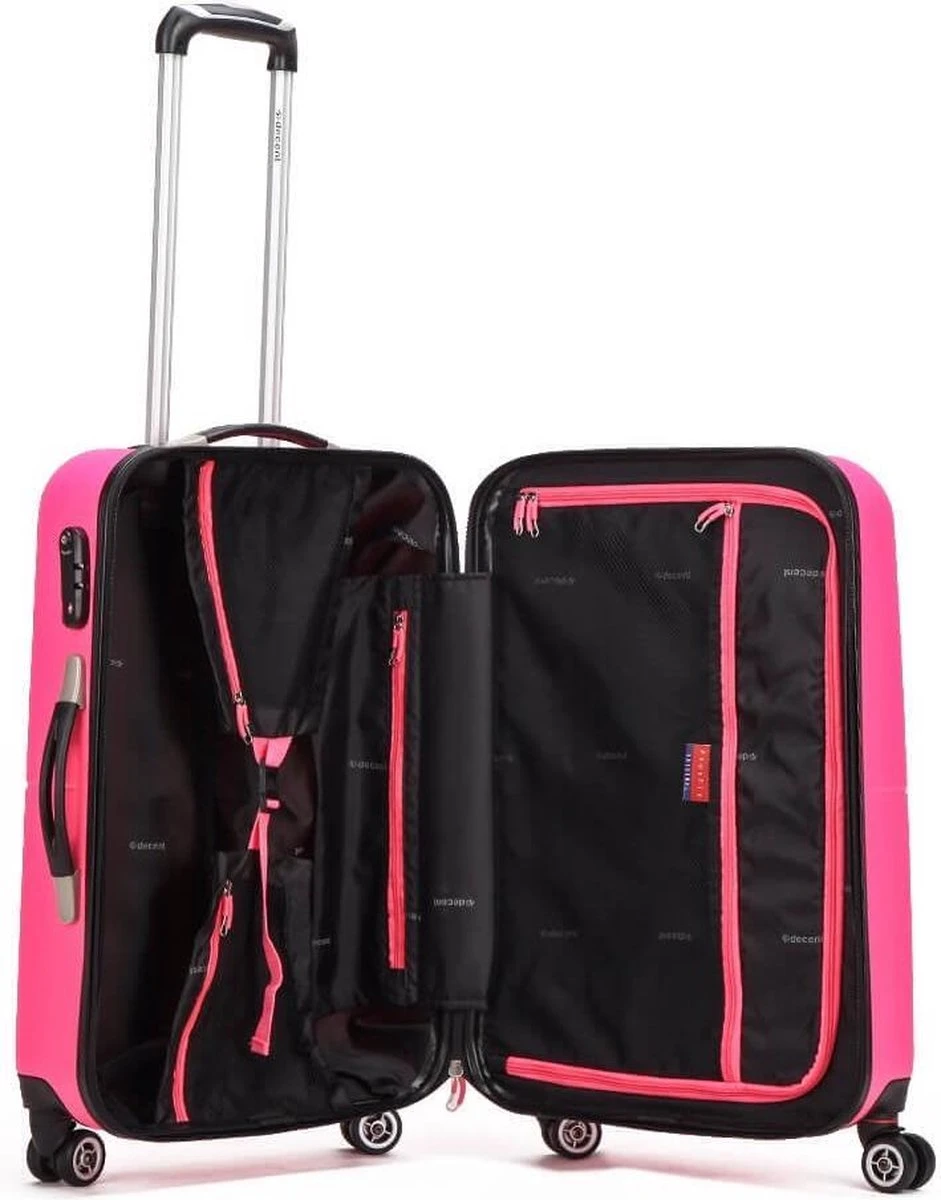Decent Handbagage Koffer / Trolley / Reiskoffer - 50 Cm - 32 Liter - ABS - Neon-Fix - Roze 6 Decent Handbagage Koffer / Trolley / Reiskoffer - 50 Cm - 32 Liter - ABS - Neon-Fix - Roze - Afbeelding 4